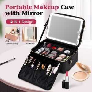 New Portable Makeup Bag with 3-Modes LED Rechargeable Mirror Cosmetic Bag (with Box Packing)