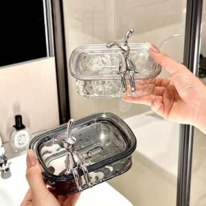 Premium Transparent Bunny Sitting Acrylic Soap Box (Mix/Random colour)