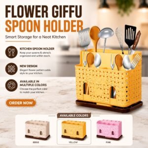 Flower Gifu Kitchen Drainage Spoon and Knife Holder (Mix/Random colour)