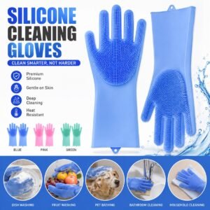 Pair of Silicone Kitchen Washing Gloves (Mix/Random colour)