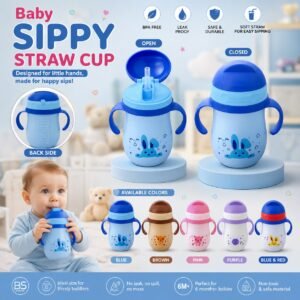 Sip n Sipper Baby Kids Sipper with Straw and Handle Gripper (Mix/Random colour)