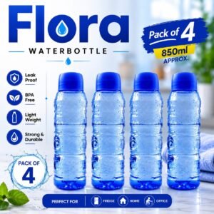 Pack of 4 Wave Design Fridge Water Bottles (Mix/Random color) 850ml Litre Bottles Size (4pcs)