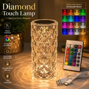 Rechargeable Diamond Pattern RGB Table Lamp with Wireless Remote