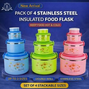 New Stainless Steel Food Flask Hot Pots Set with Box Packing (MixRandom colour)