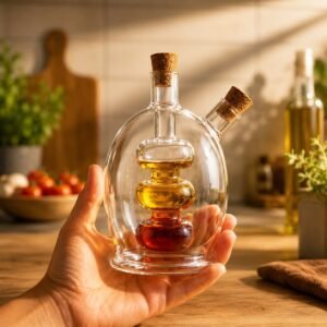 🔥 New Luxury 2in1 Double Mouth Oil or Vinegar Glass Dispenser (with Box Packing)