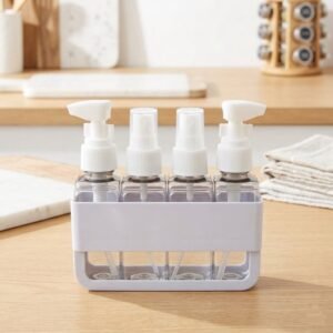 Rs. 420each - 🧴 Set of 4pcs Travelling Toiletries Kit with Case and Stickers (MixRandom colour)