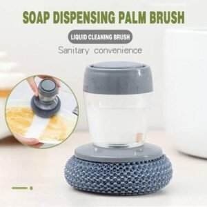 Rs. 100each - Kitchen Stainless Steel Wires Palm Brush with Squeeze Liquid Container  (Discount on 144pcscrtn)