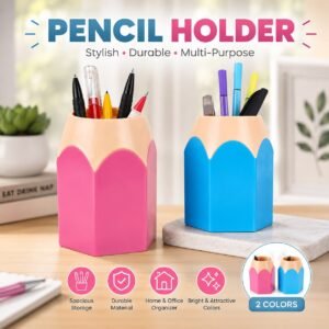 Rs. 150each - Pencil Shape Table Stationery Organiser (MixRandom colour)