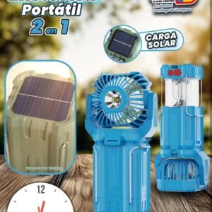 3 in 1 Solar Rechargeable Camping Lantern with LED Bulb, Fan & Torch Light