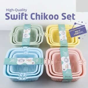 Rs. 3003pcs - Set of 3pcs Swift Chikoo Drainage Baskets Set (MixRandom colour)