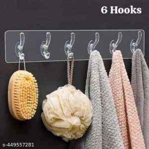 Rs. 50each - Transparent Self Adhesive 6 Hooks Strips (Discount on 400pcscrtn)