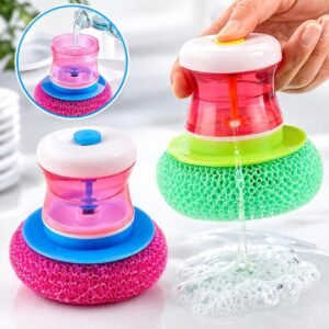 Rs. 80each - Kitchen Plastic Wires Palm Brush with Squeeze Liquid Container (Discount on 300pcscrtn)