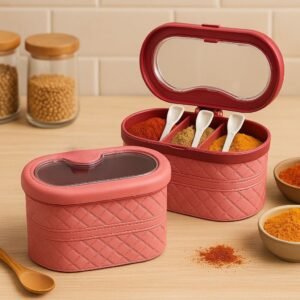 3 portion spice jar with spoons for kitchen spice storage