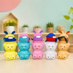 Cute Teddy Bear Sipper Water Bottle for Kids – Random Colour