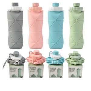 Rs. 380each - UltraSlim 600ml FoldableCollapsible Silicone Foldable Water Bottle with Box Packing (MixRandom colour) (Discount on Quantity)