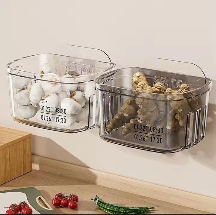 Self-Adhesive Wall-Mounted Kitchen Storage Basket for Onion & Garlic - Image 3