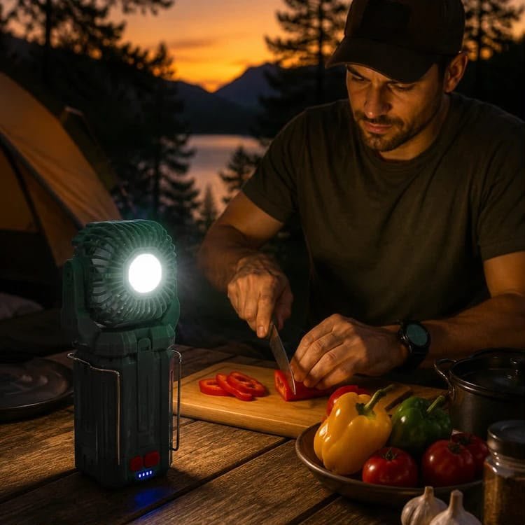 3 in 1 Solar Rechargeable Camping Lantern with LED Bulb, Fan & Torch Light - Image 5