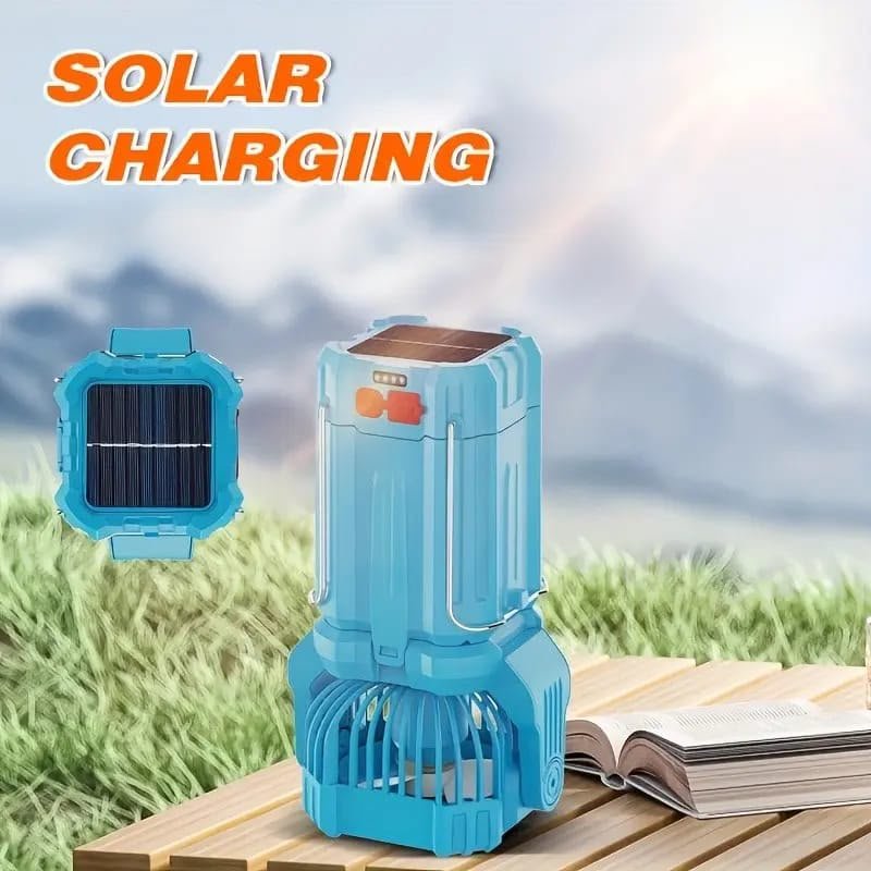 3 in 1 Solar Rechargeable Camping Lantern with LED Bulb, Fan & Torch Light - Image 7